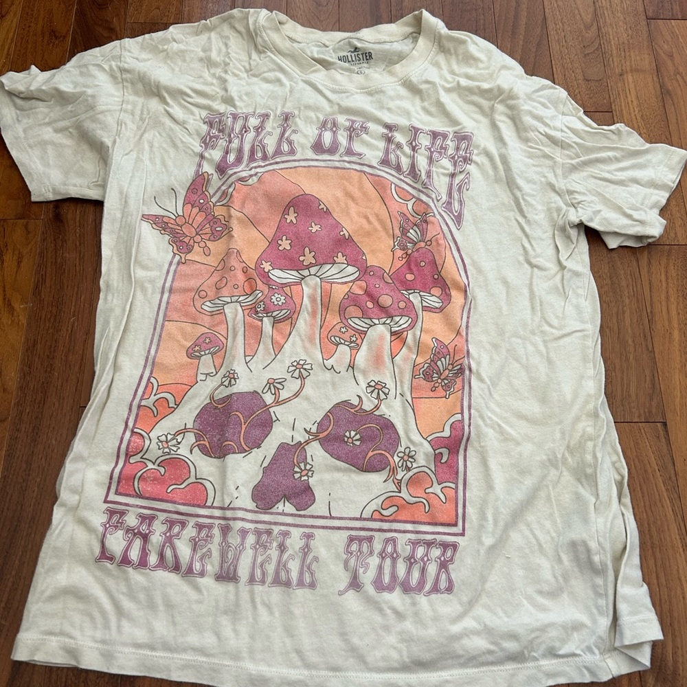 Hollister Graphic Tee with Mushrooms